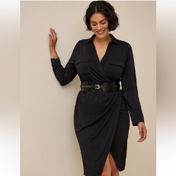 At The Knee Studio Knit Collared Dress - Picture 1 of 5